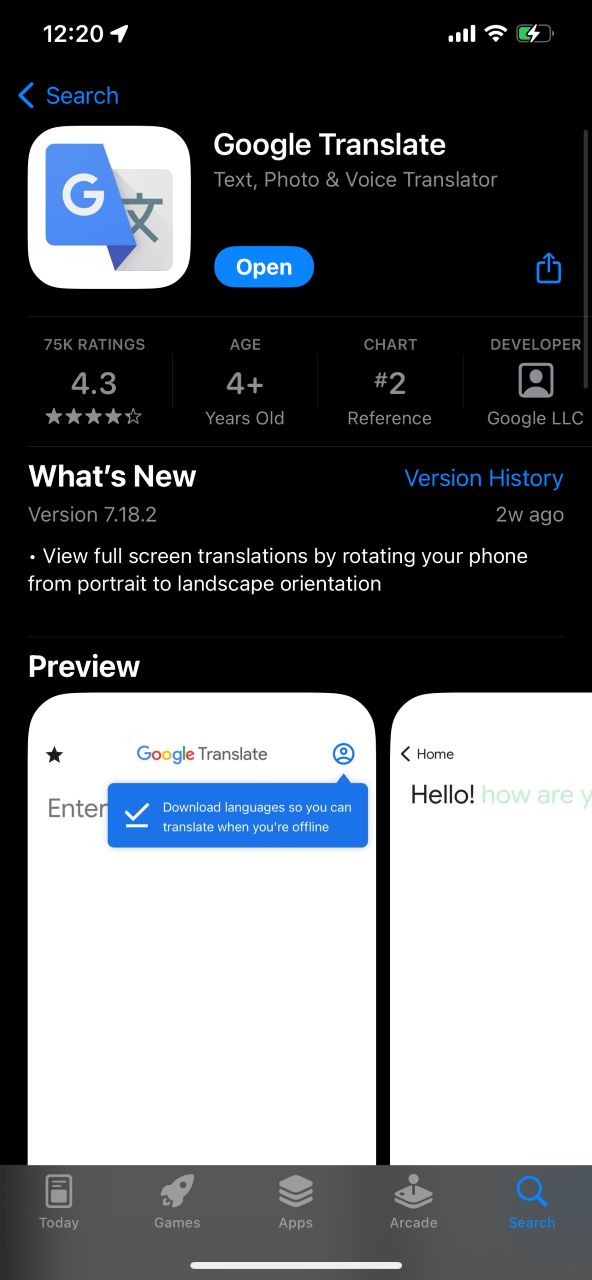 Google Translate di App Store