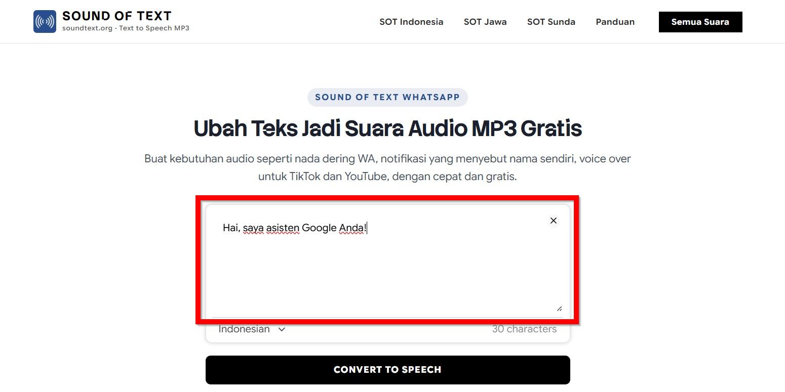 Ketik Kalimat yang ingin dijadikan Suara