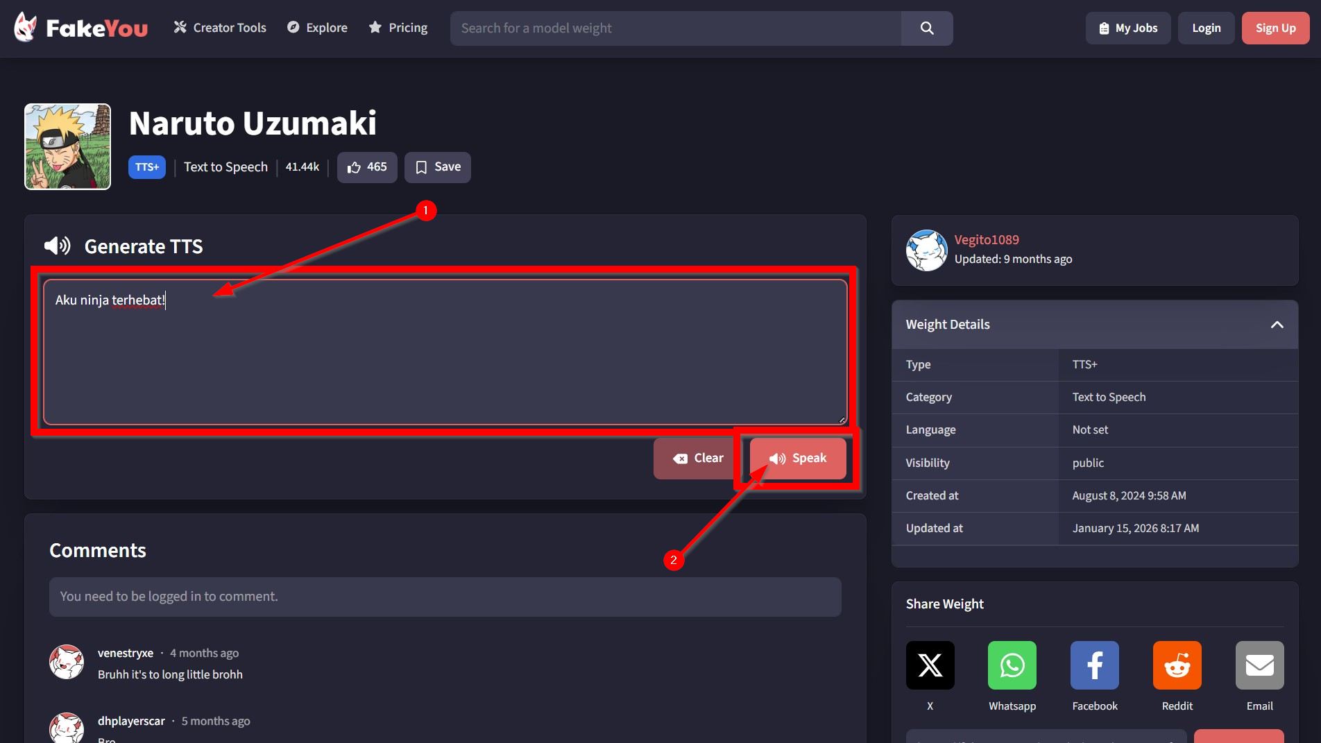 Ketikan Teks atau Kalimat yang Kalian Inginkan di Kolom yang Tersedia dan Klik Tombol "Speak"