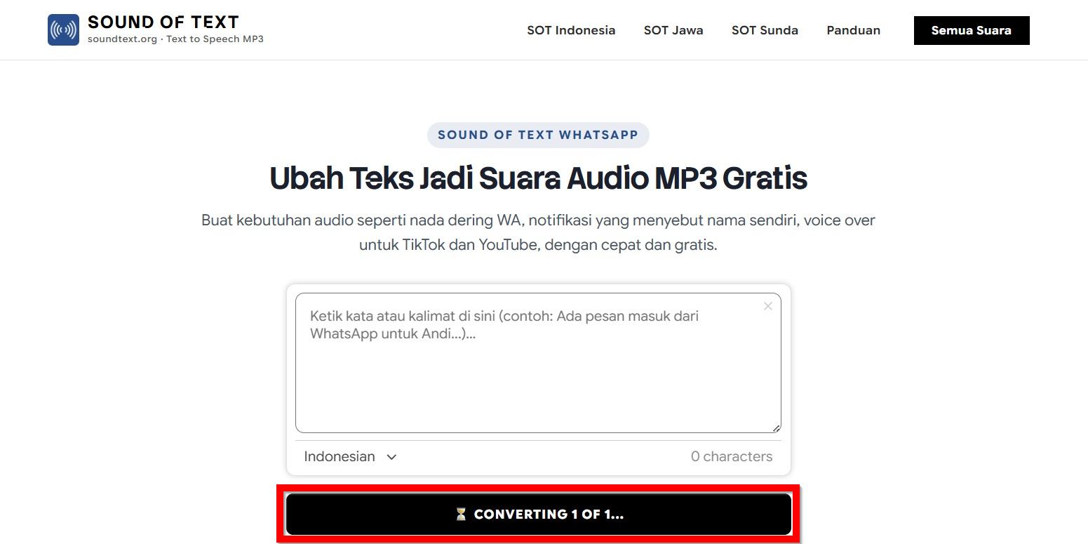 Klik Convert to Speech untuk Dengarkan dulu Hasilnya