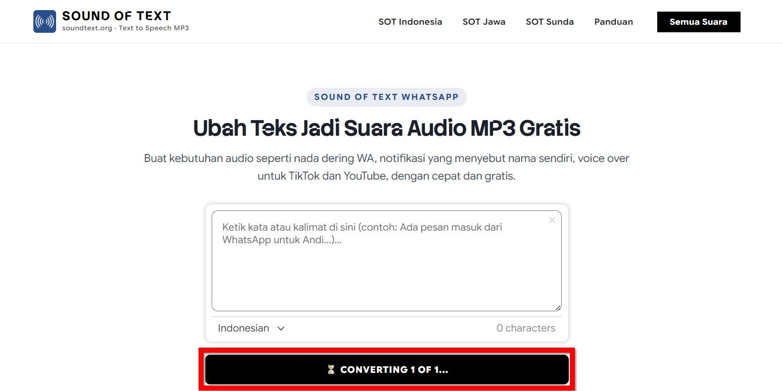 Klik Convert to Speech untuk Mendengarkan Hasilnya
