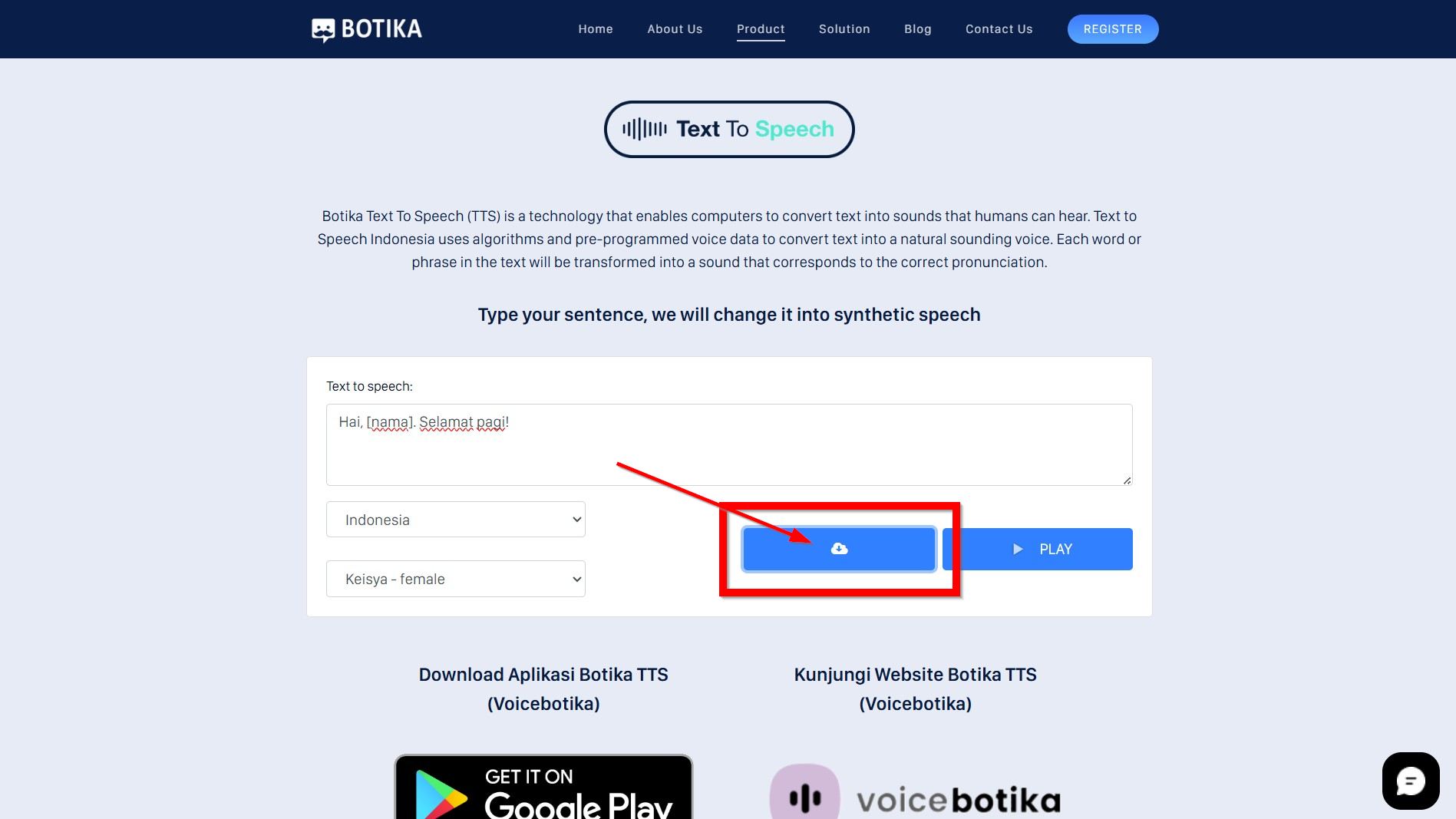 Klik Download