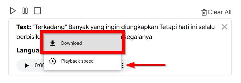 Klik Download untuk Menyimpan File MP3