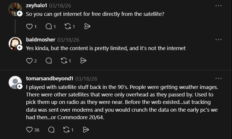 Community discussion about satellite tracking history