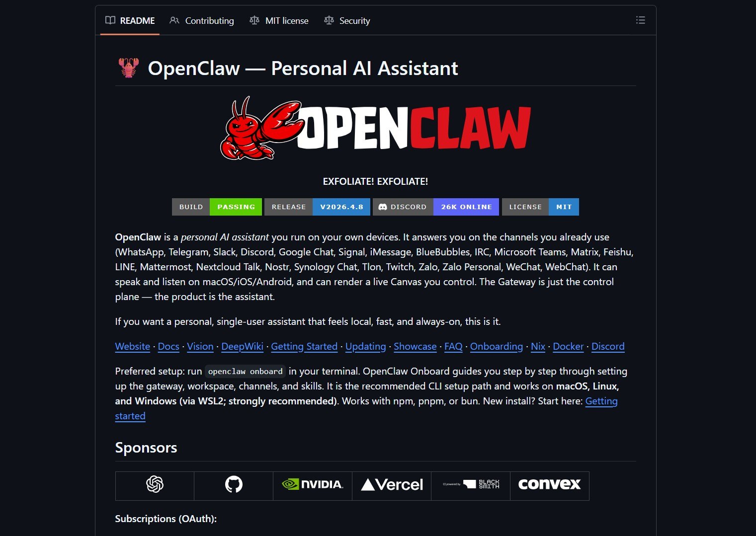 Tangkapan layar openclaw/openclaw 1