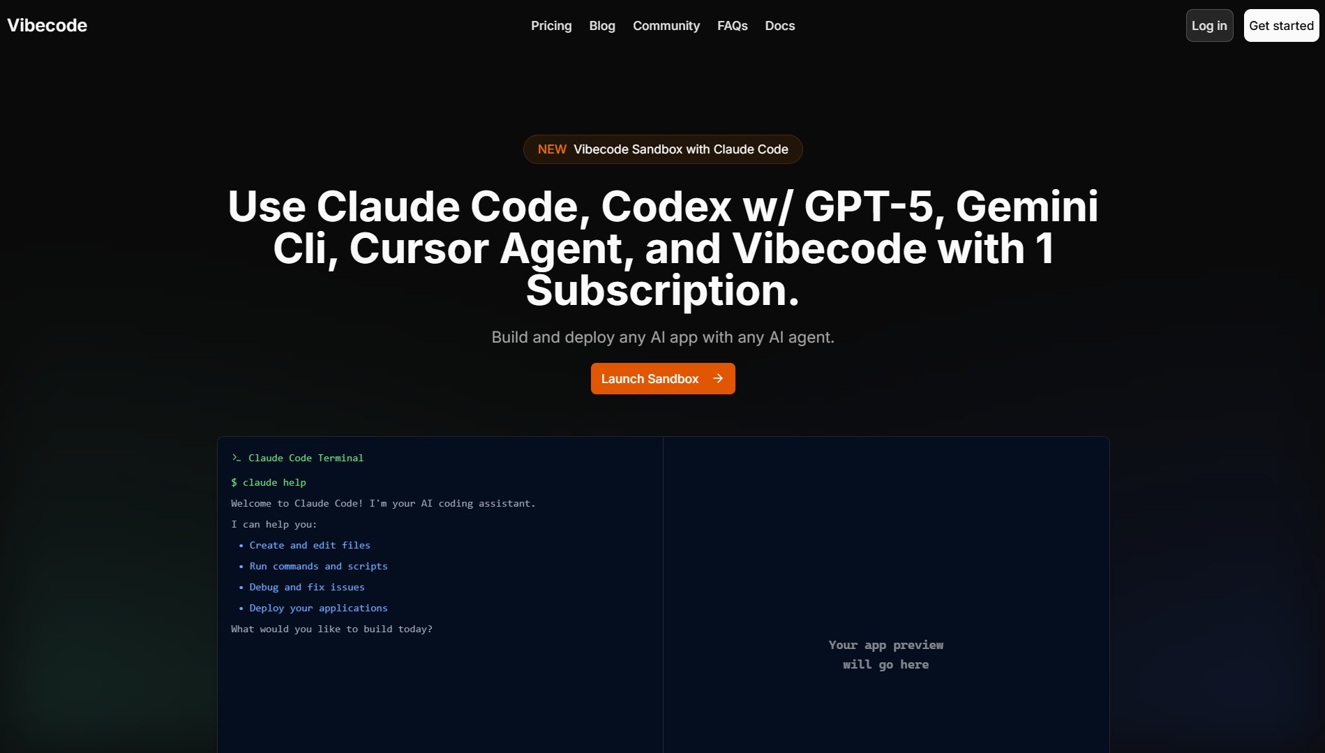 Tangkapan layar VibeCode Terminal 1