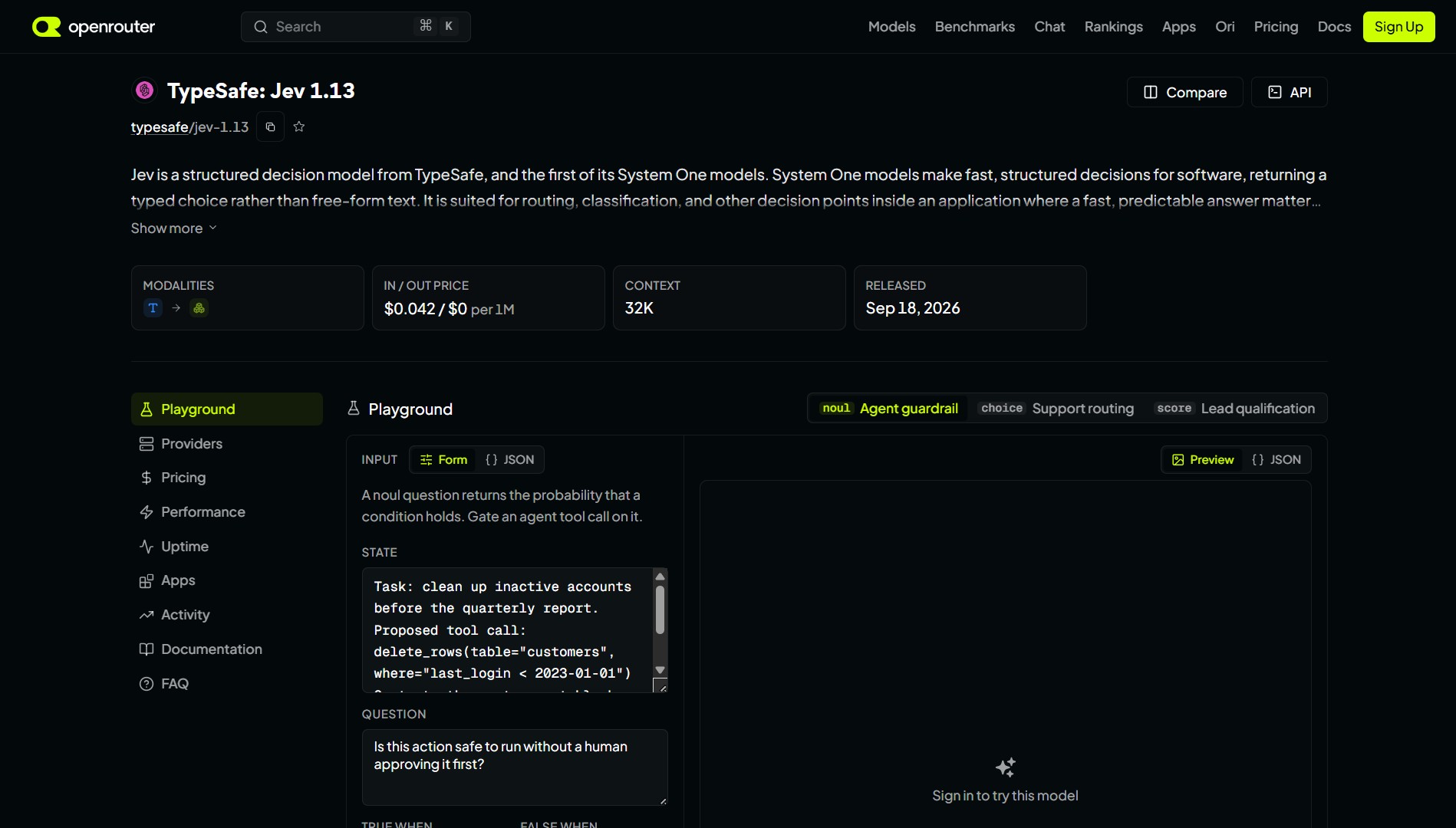 Model Jev di katalog OpenRouter