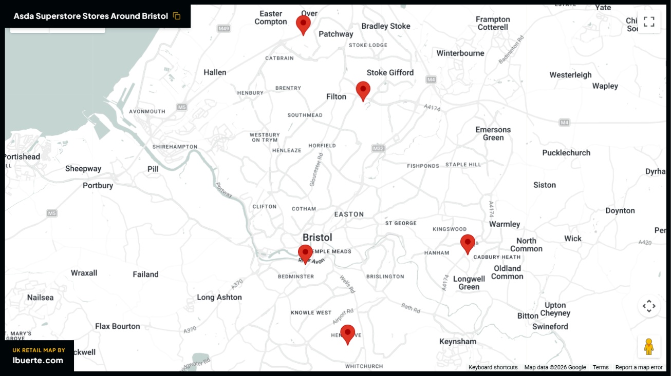 Asda store distribution across Bristol