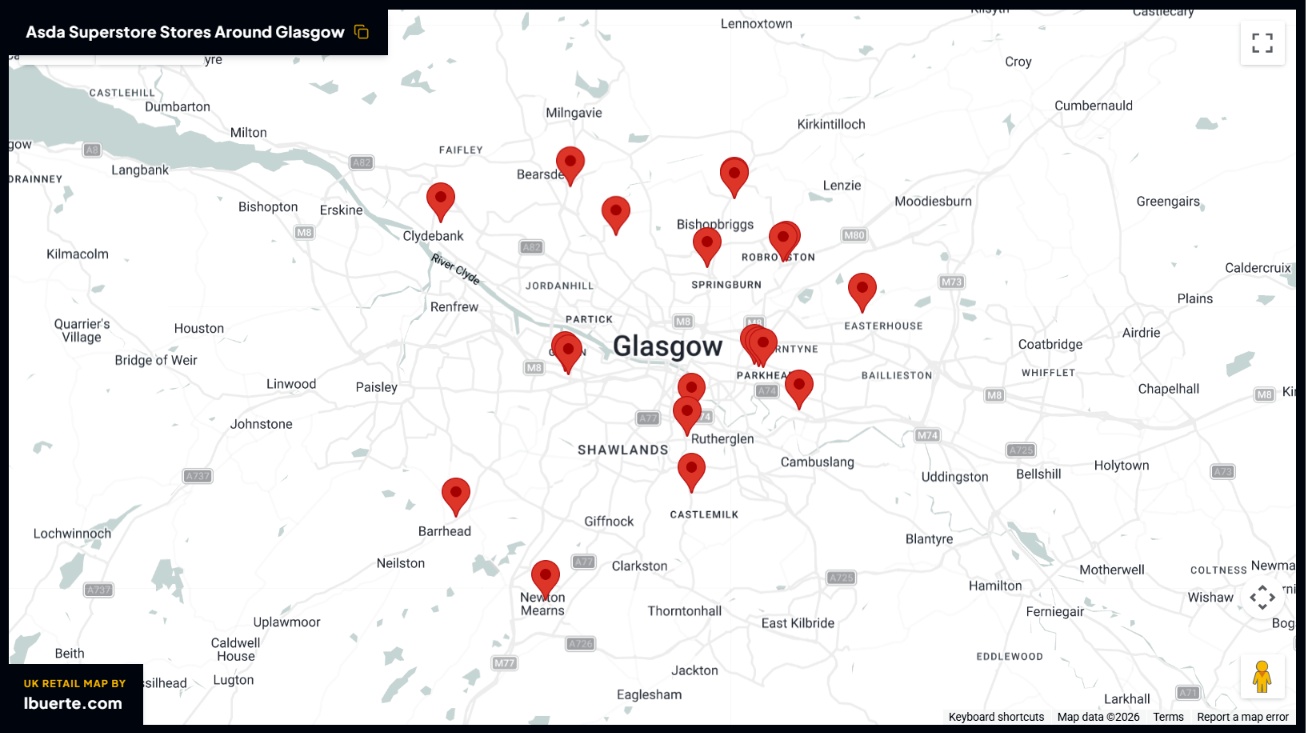 Asda store distribution across Glasgow
