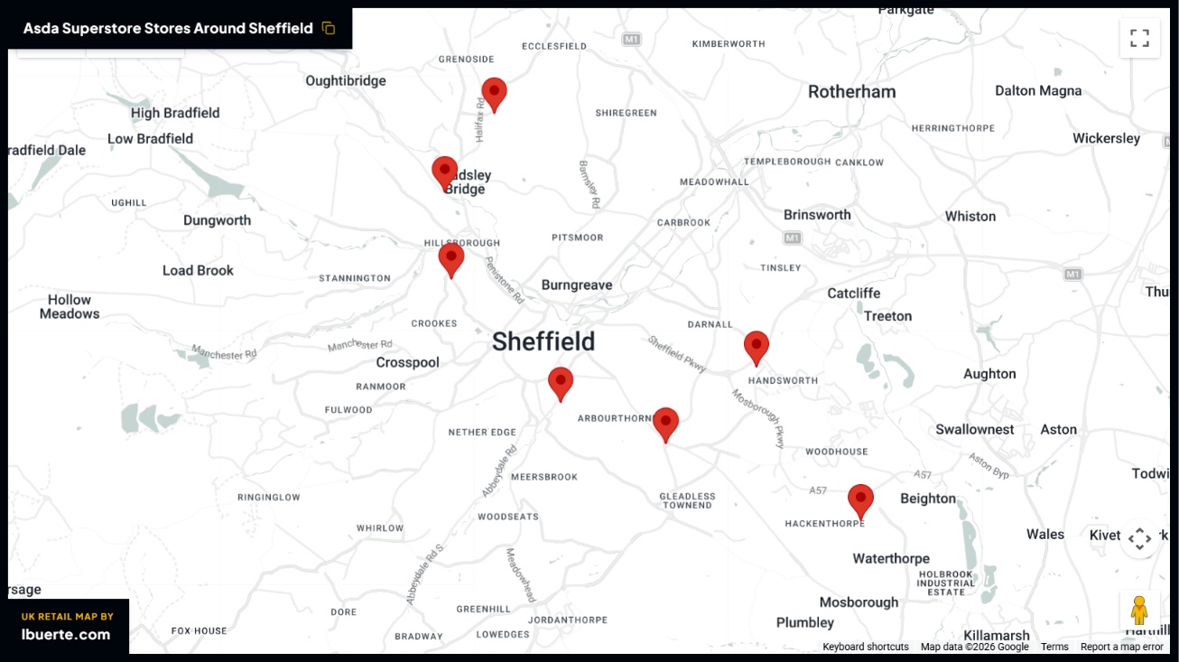 Asda store distribution across Sheffield