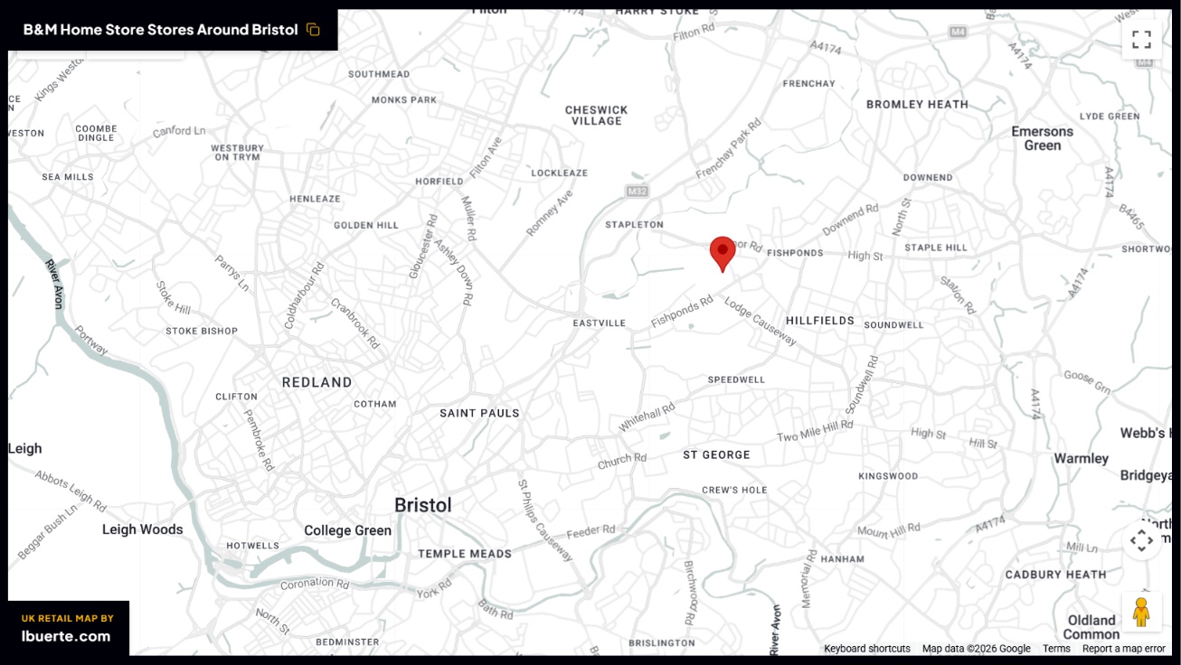 B&M store map in Bristol