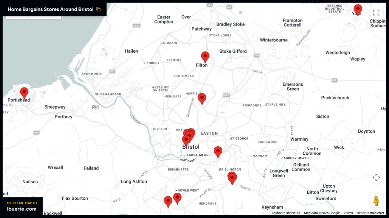 Home Bargains store map in Bristol