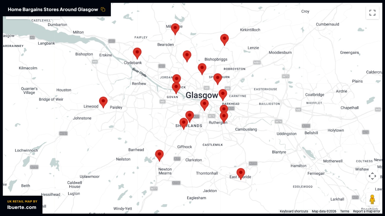 Home Bargains store map in Glasgow