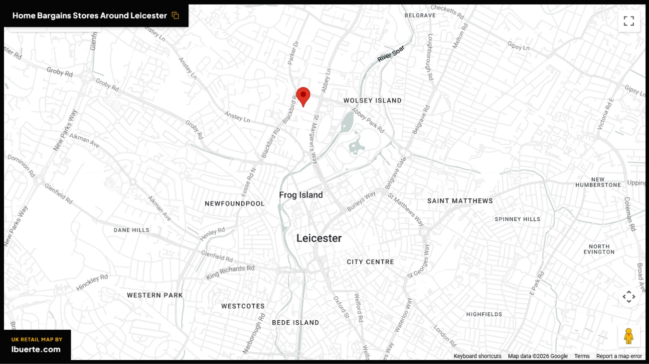 Home Bargains store map in Leicester
