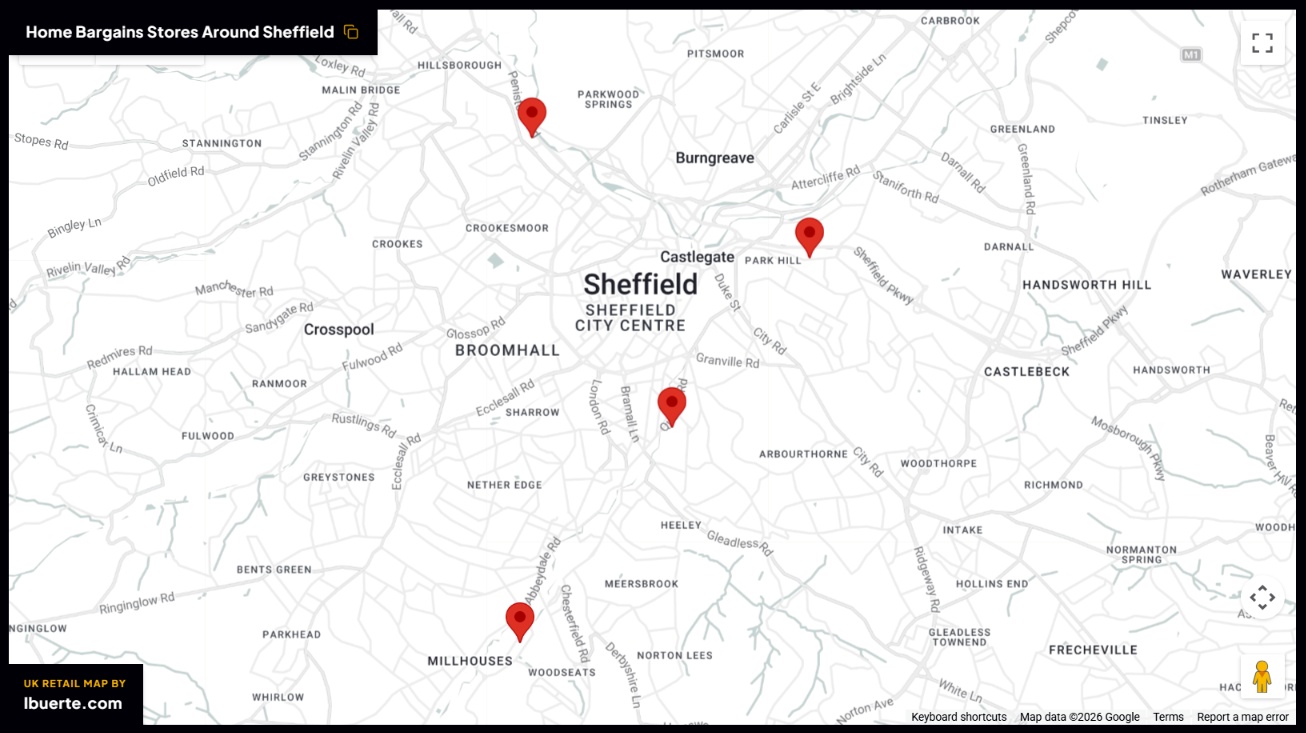 Home Bargains store map in Sheffield