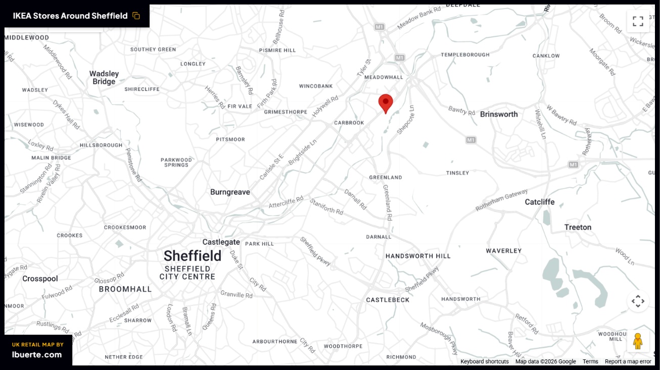 IKEA store distribution across Sheffield