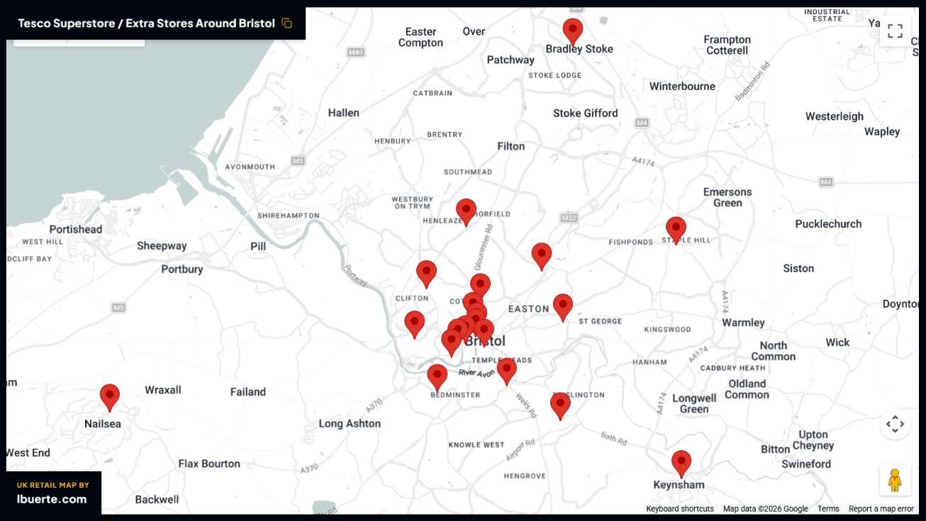 Tesco store map in Bristol
