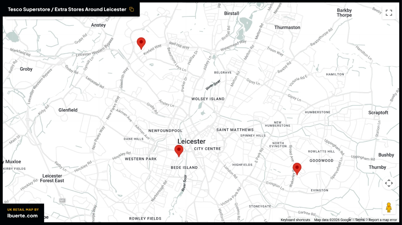Tesco store map in Leicester
